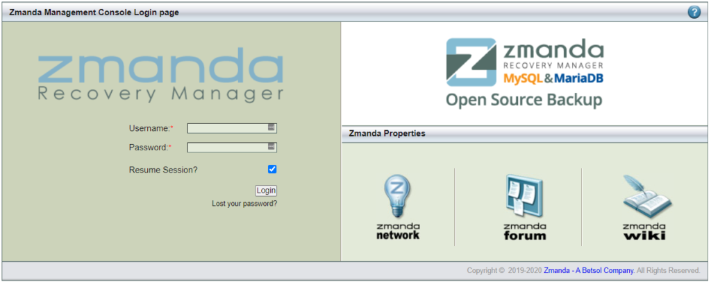 Zmanda Recovery Management Console web UI for AWS S3 backup| Zmanda