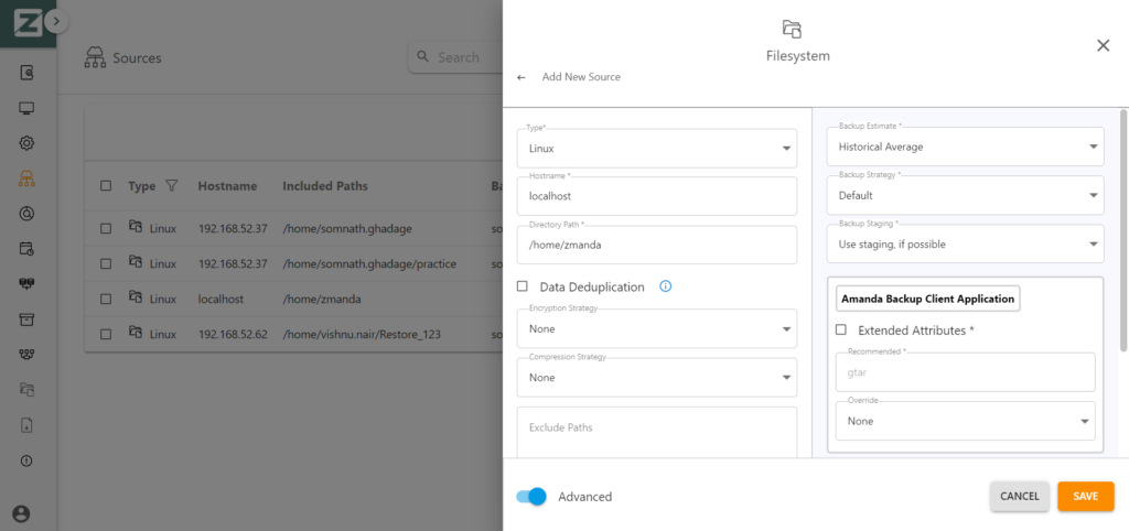 Filesystem source | Zmanda