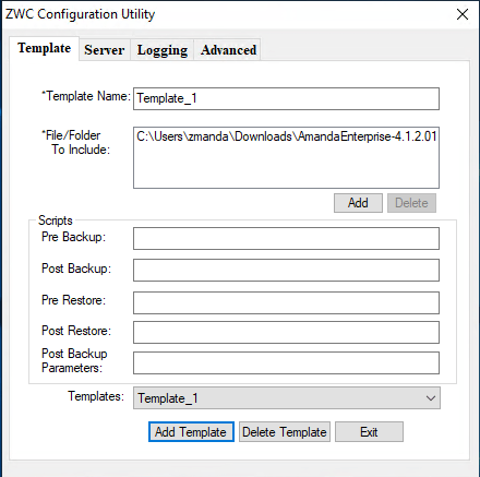 Template-tab-in-ZWCconfig-utility | Zmanda