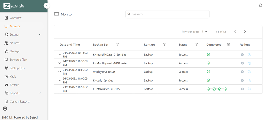 ZMC | Data Backup Monitor