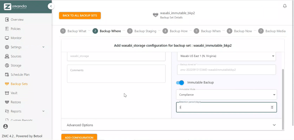 Immutable Backup Backup Where Compliance mode | Zmanda