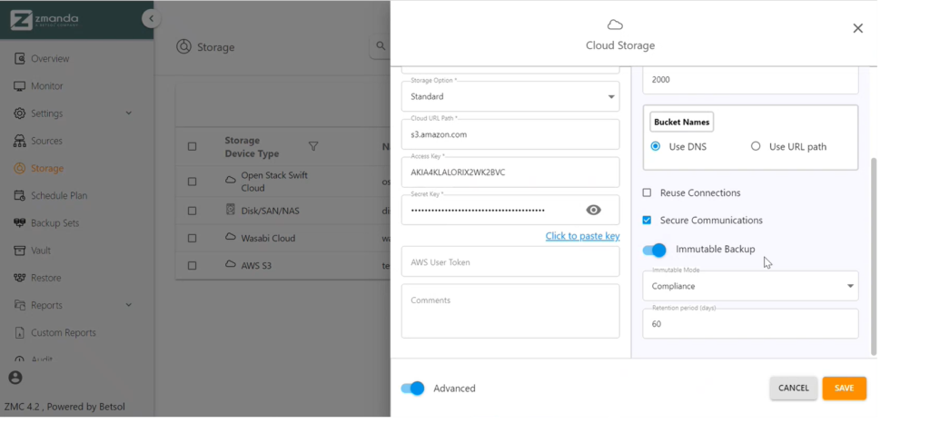 Immutable Backup | Zmanda 4.2