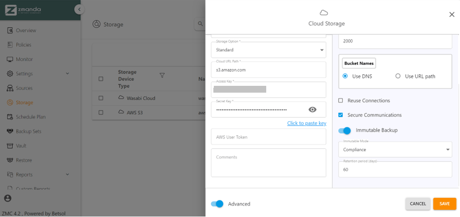 Immutable Backup Storage Compliance mode | Zmanda