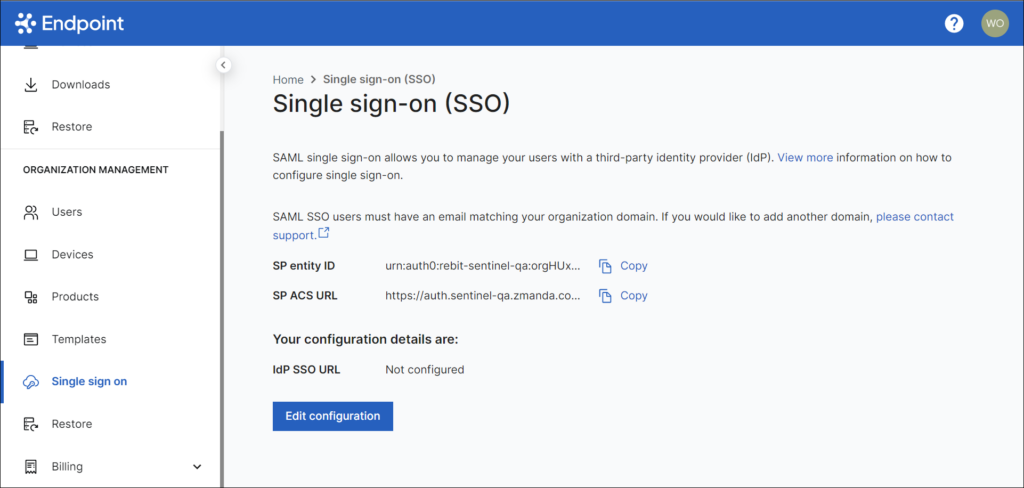 SSO configuration