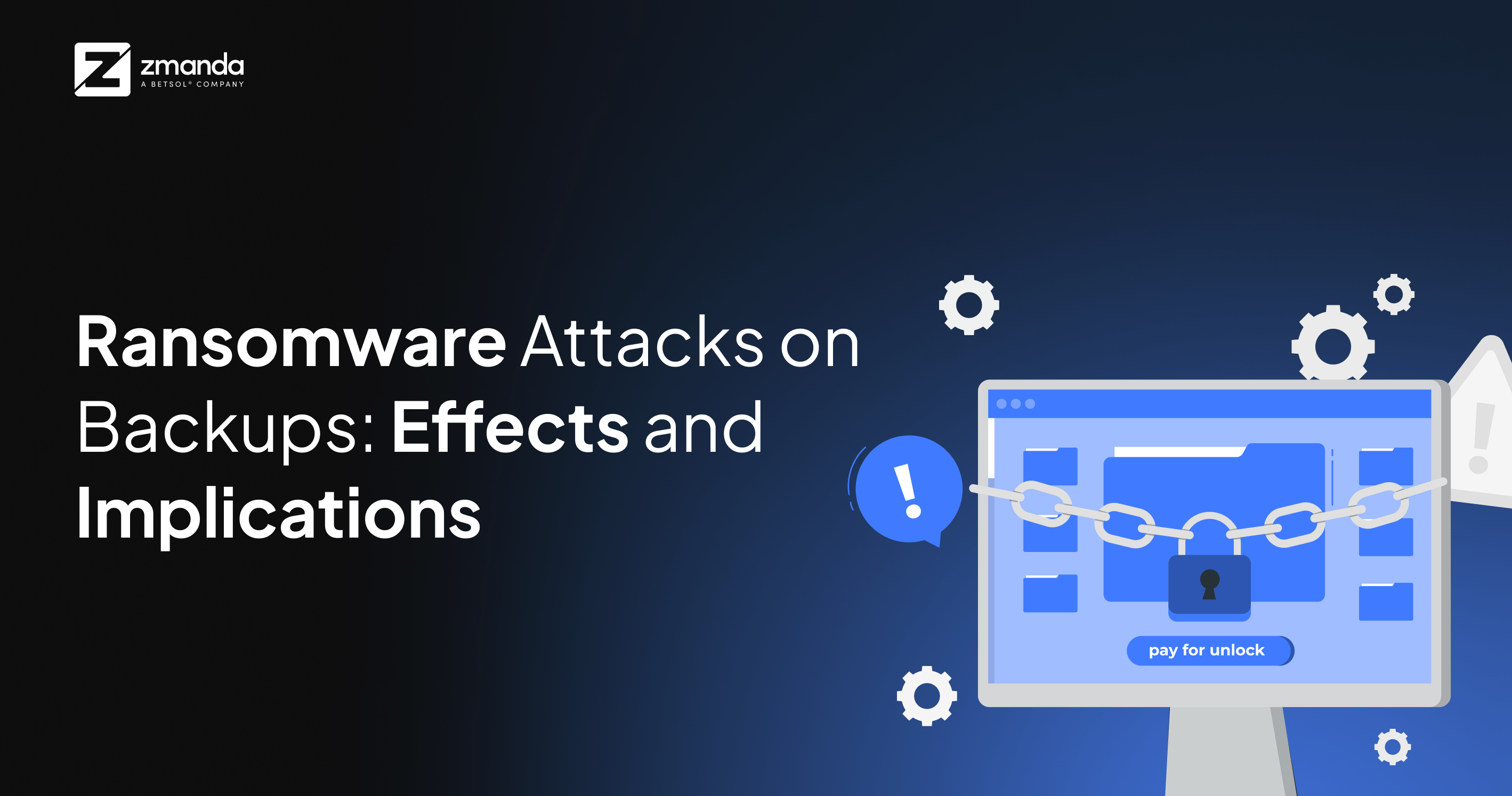 The image has text that reads Ransomware attack on backups: Implications and Strategies