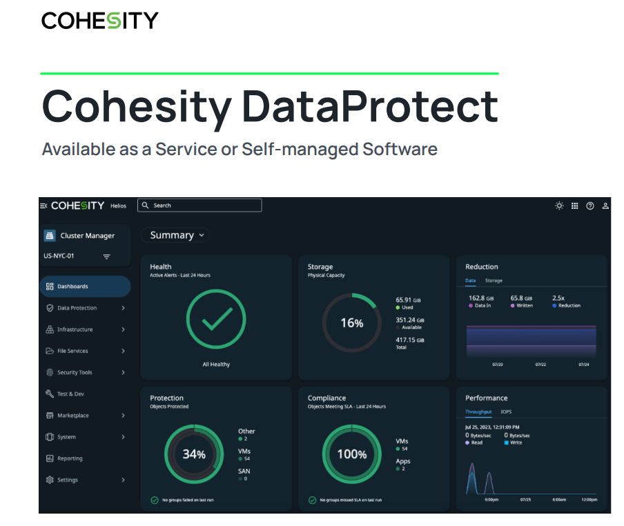 Cohesity DataProtect Dashboard
