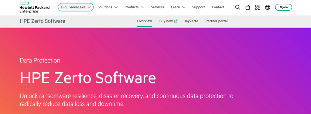 Zerto Homepage