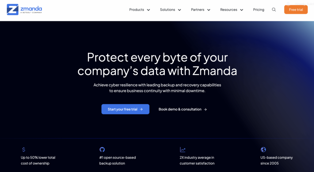 Zmanda Pro data backup and disaster recovery solution homepage
#1 Commvault Alternatives