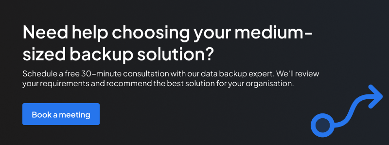 Schedule a personalised walkthrough of medium-sized business backup solutions with an expert. Call 888-496-2632 or contact sales for a customized consultation.