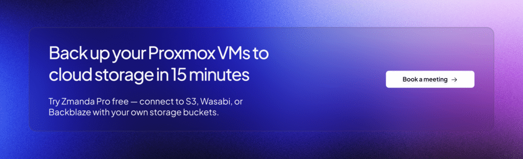 cloud backup for proxmox | Zmanda Pro CTA